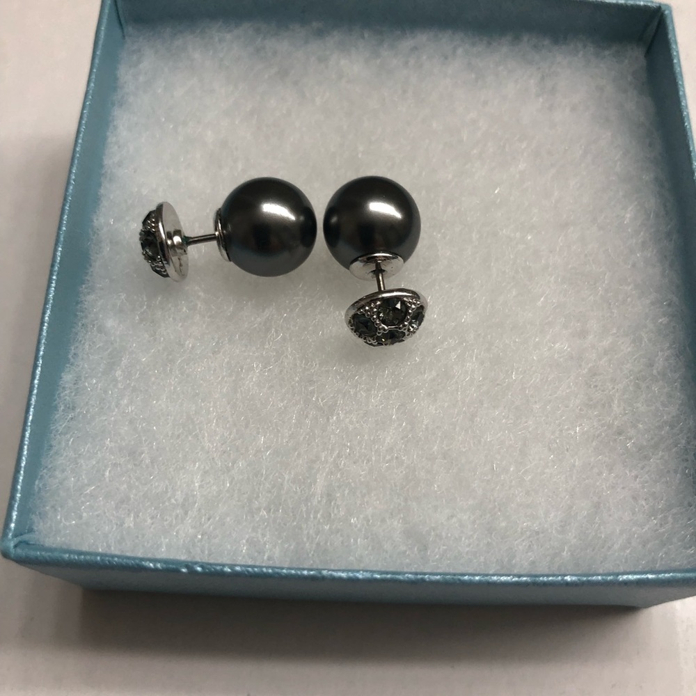 Touchstone Crystal Black and Silver flip side Earrings
